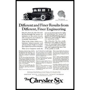 1924 Chrysler Six Sedan Antique Car Vintage Print Ad Man Cave Wall Art Photo